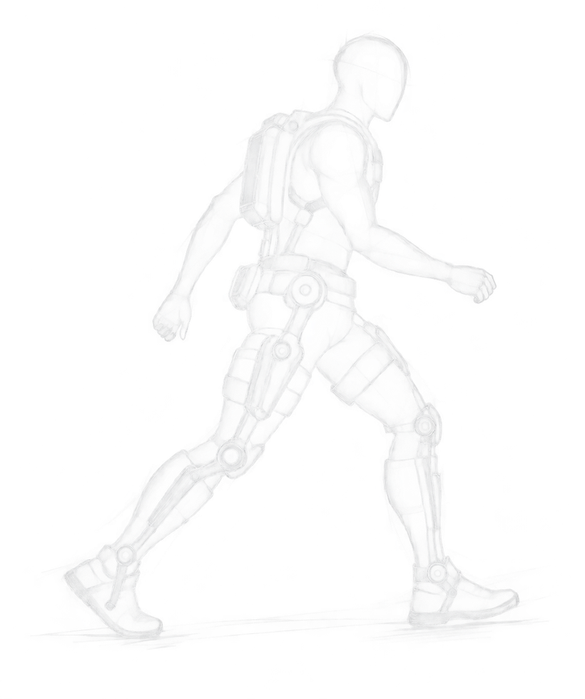 Figura con esoscheletro indossabile