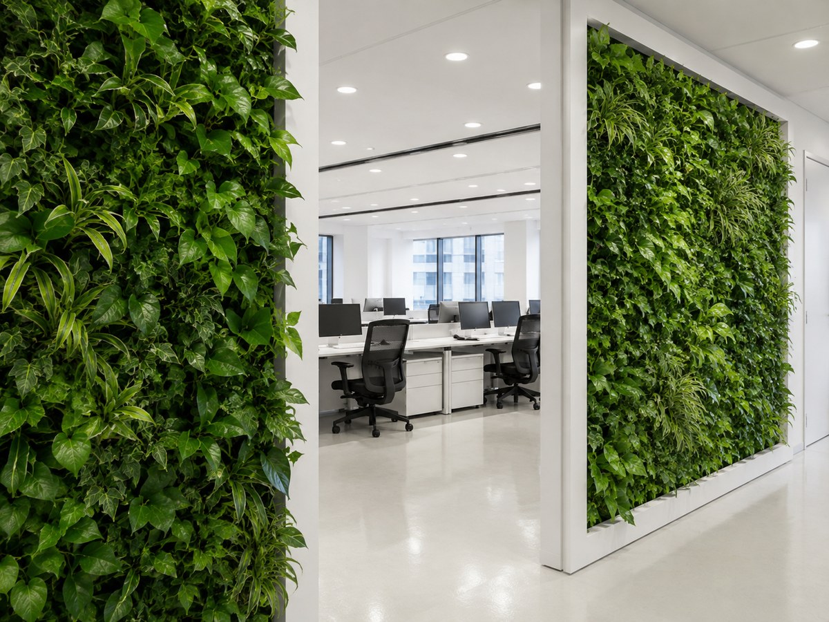 Realizzazione parete verde in open space